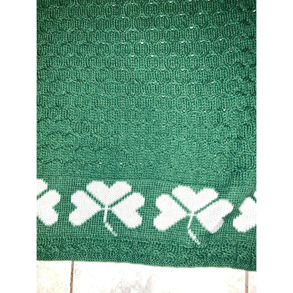 Ireland Merino Wool Throw Blanket Irish Shamrock Fisherman Cable Knit Warm Cozy